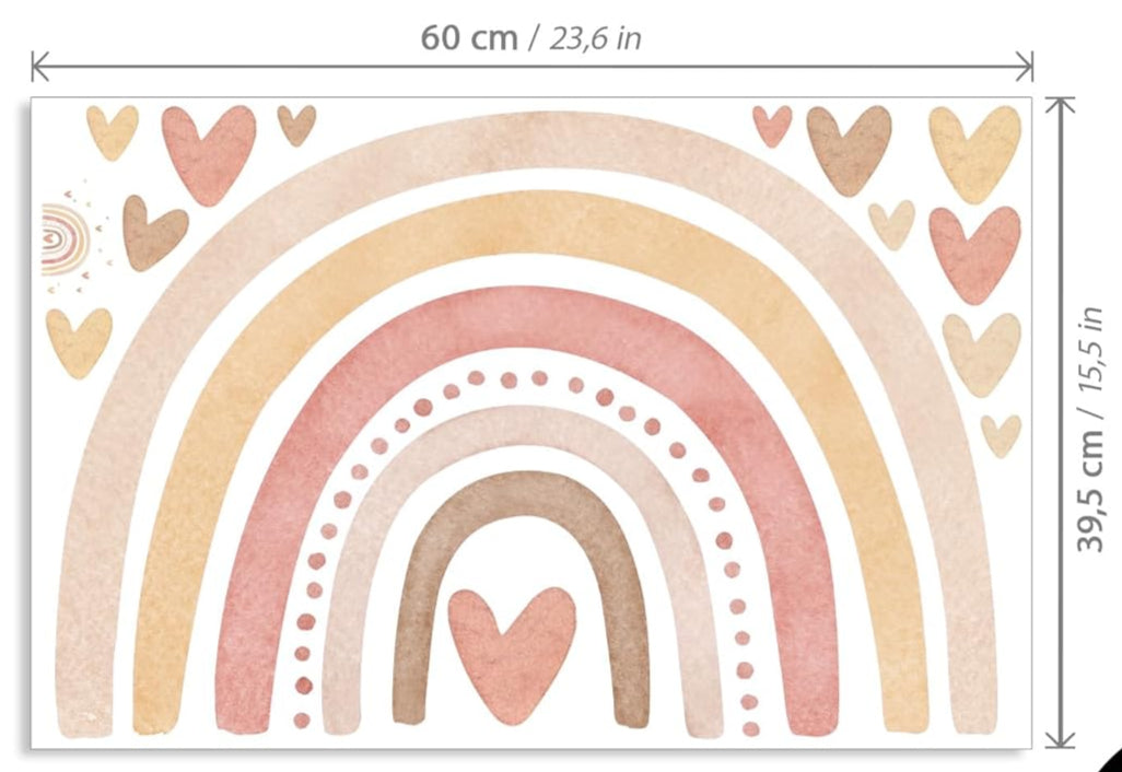 Muursticker - Regenboog en hartjes