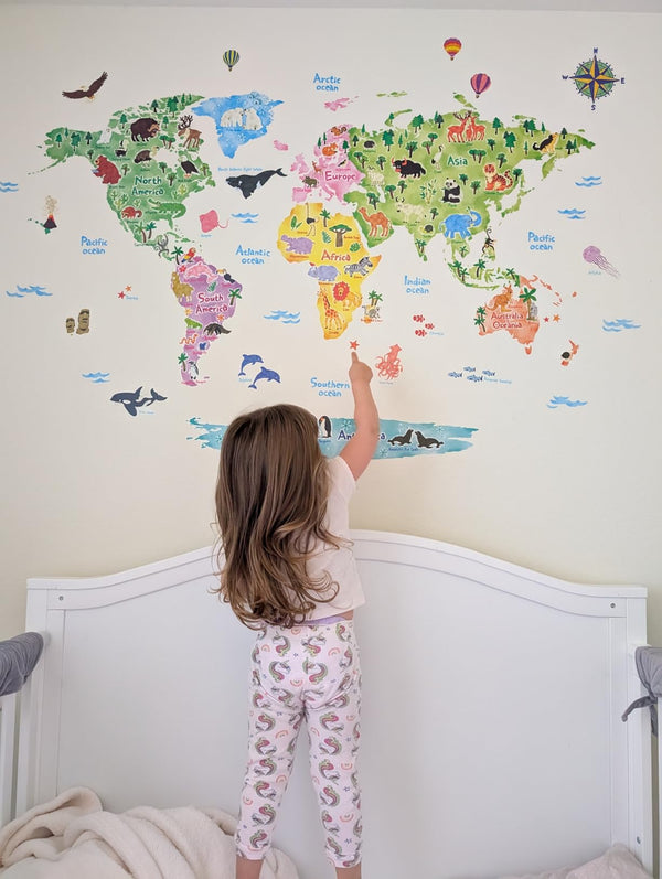 Muurstickers XL - Dierenwereldkaart