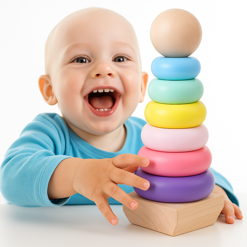 Kleurrijke houten Regenboogtoren