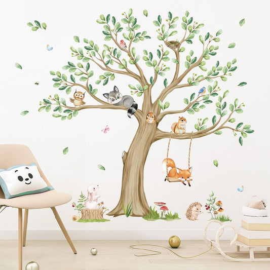 Muurstickers - Grote boom met dieren