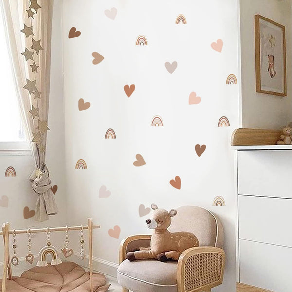 Muurstickers - Regenbogen en hartjes (72 stuks)