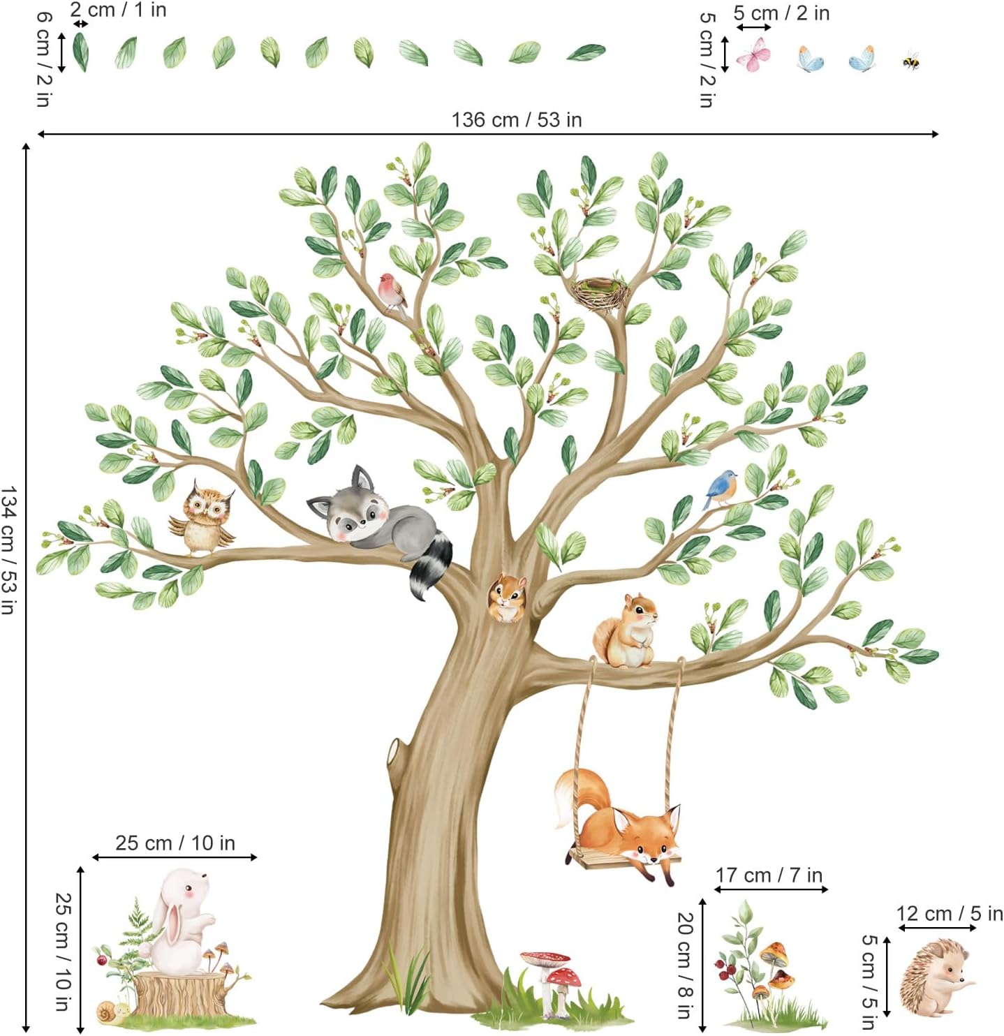 Muurstickers - Grote boom met dieren