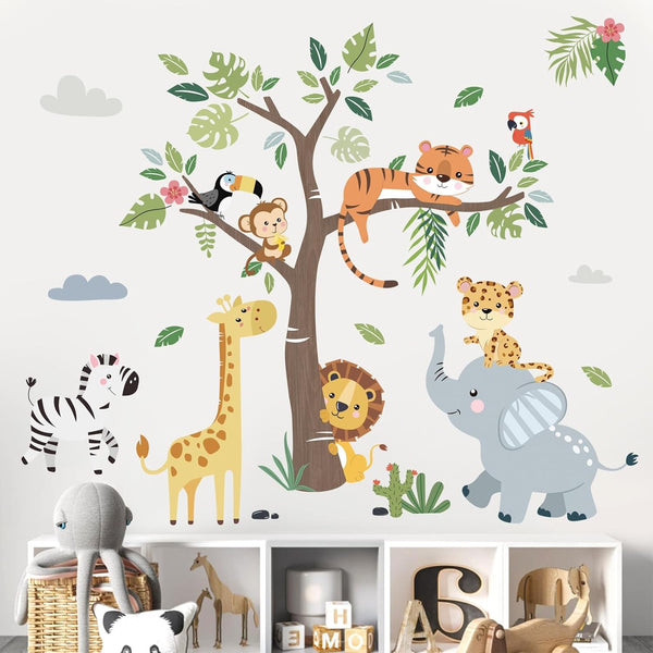 Grote jungle dieren muurstickers