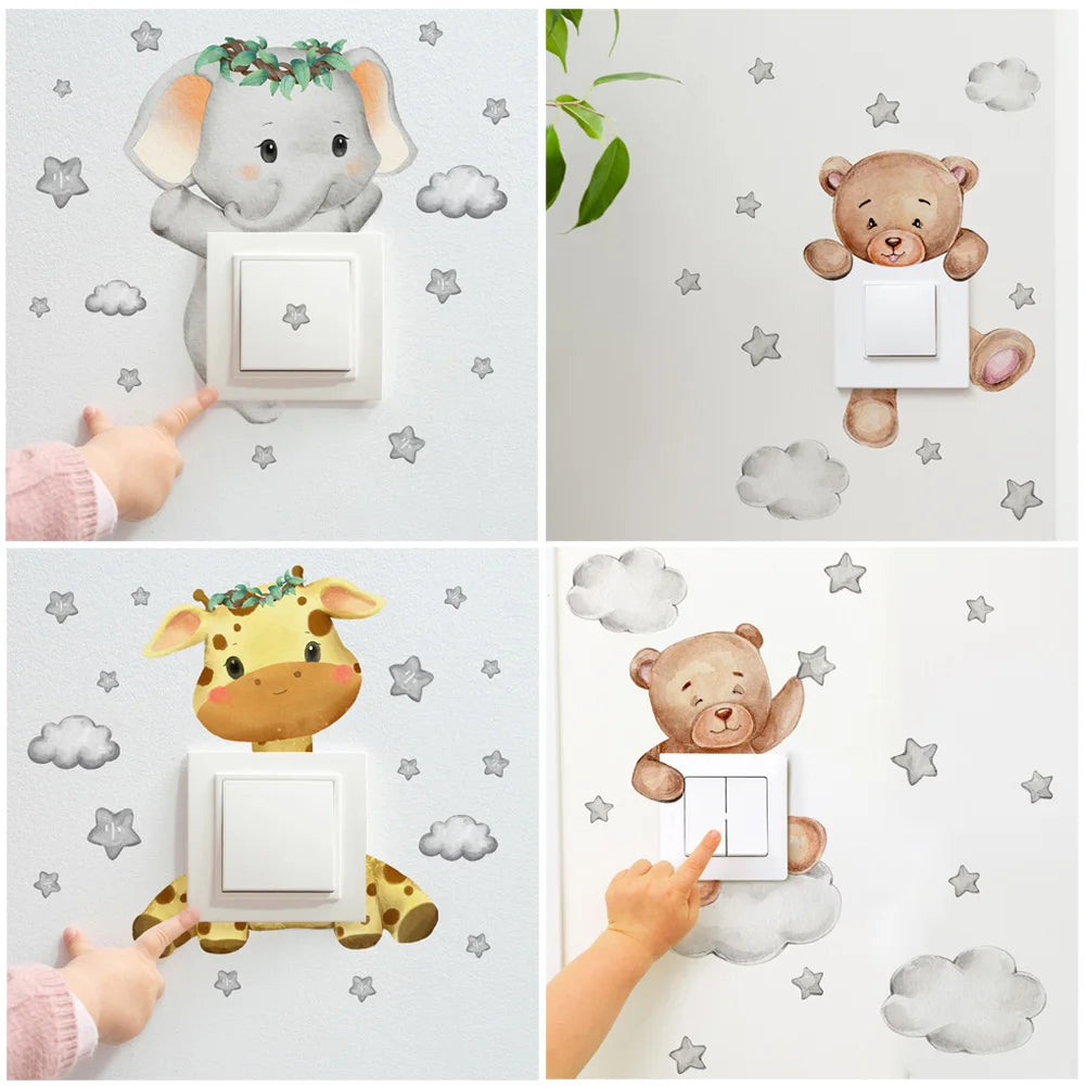 Muurstickers - Dieren lichtknop stickers