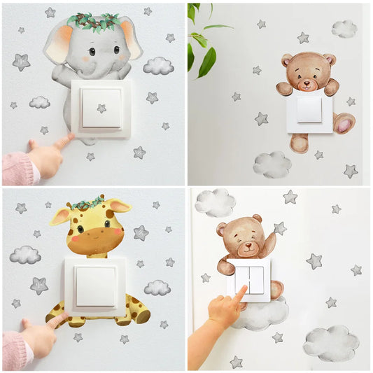 Muurstickers - Dieren lichtknop stickers